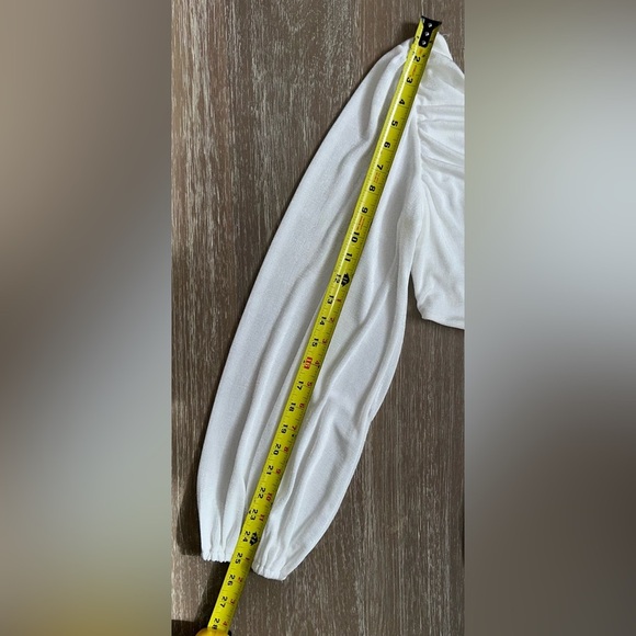 Altar'd State Brooke White One-Shoulder Balloon Sleeve Mini Dress NYE Dress S - Picture 11 of 16